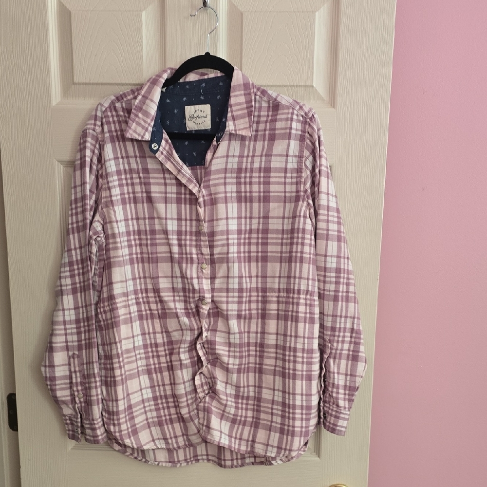 JACHS Girlfriend‎ Navy Leaf Print Shirt